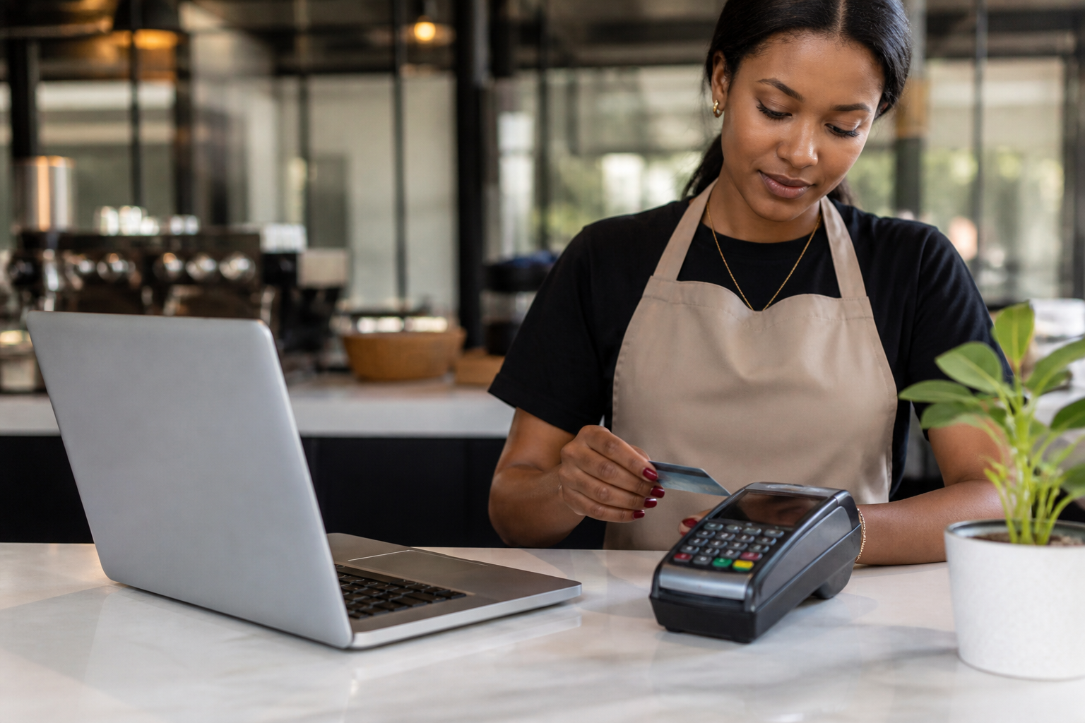 Payment terminal and merchant workspace for fintech support