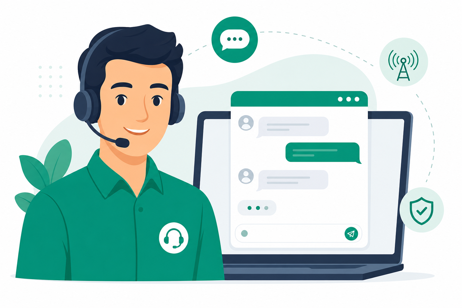 IT support specialist assisting a customer via live chat